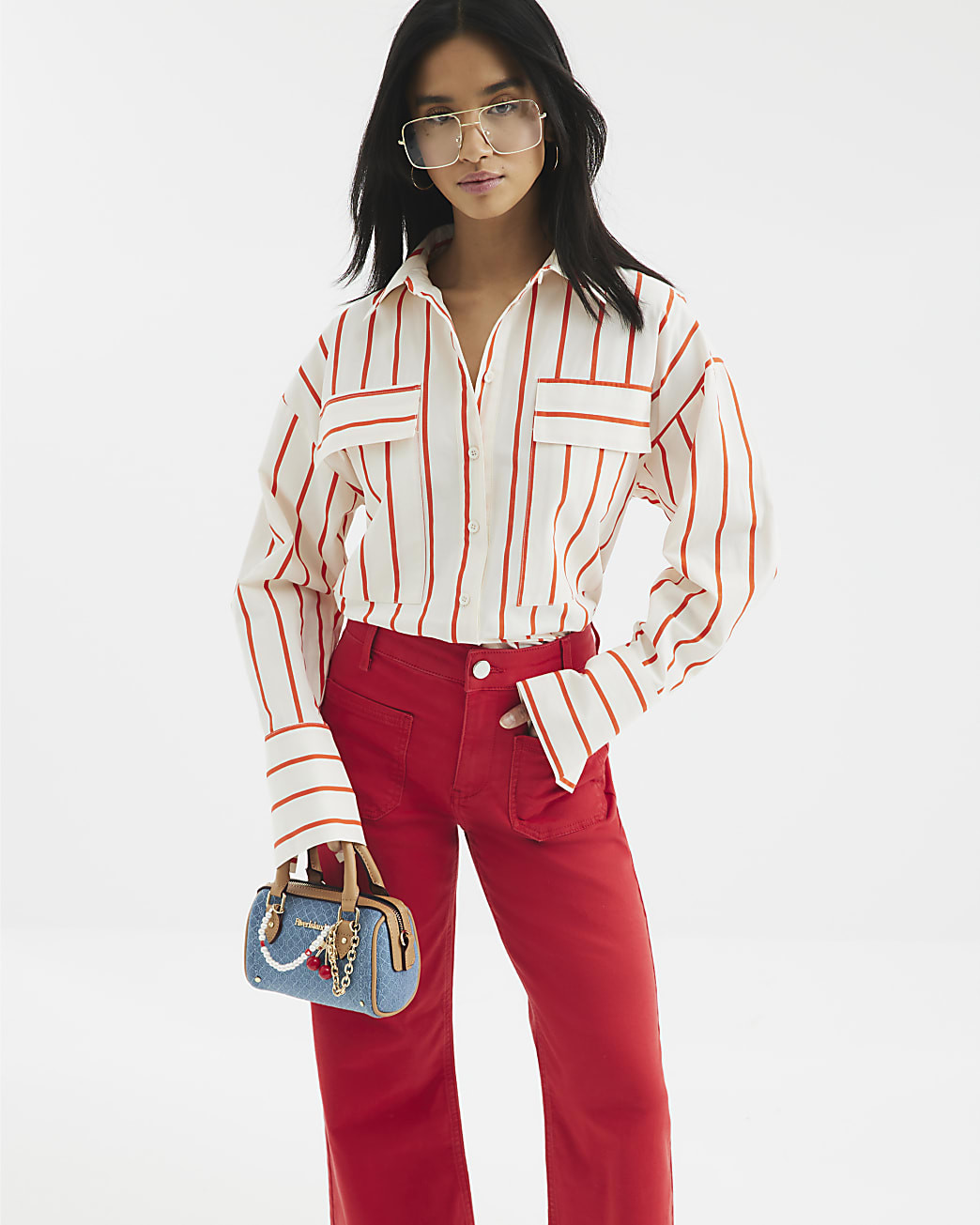 Petite Red Pocket Front Wide Leg Jeans | River Island UK & IE