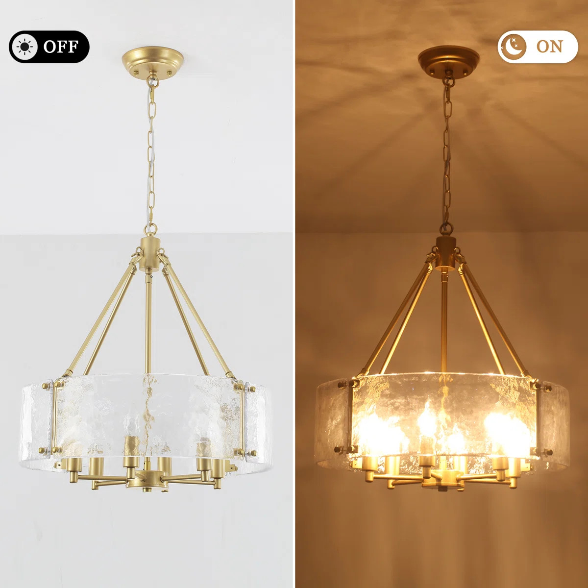 6 - Light 19.69'' Dimmable Modern Drum Candle  Chandelier With Glass Shade | Wayfair North America