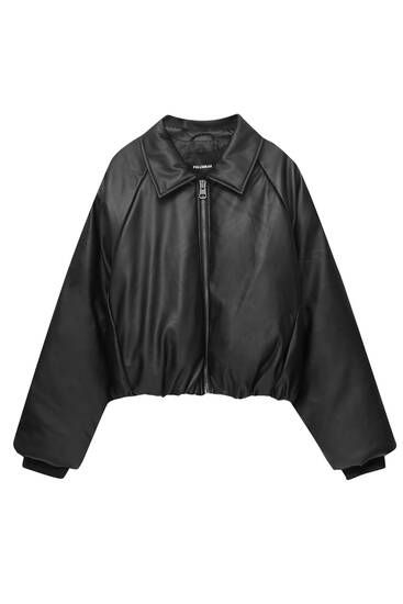 Faux leather quilted bomber jacket - pull&bear | PULL and BEAR UK