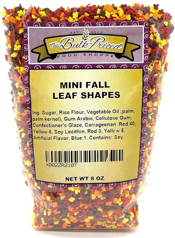 Mini Fall Leaf Shaped Sprinkles, Mixed Fall Colors, Bulk Size (8 OZ. Resealable Zip Lock Stand Up... | Amazon (US)