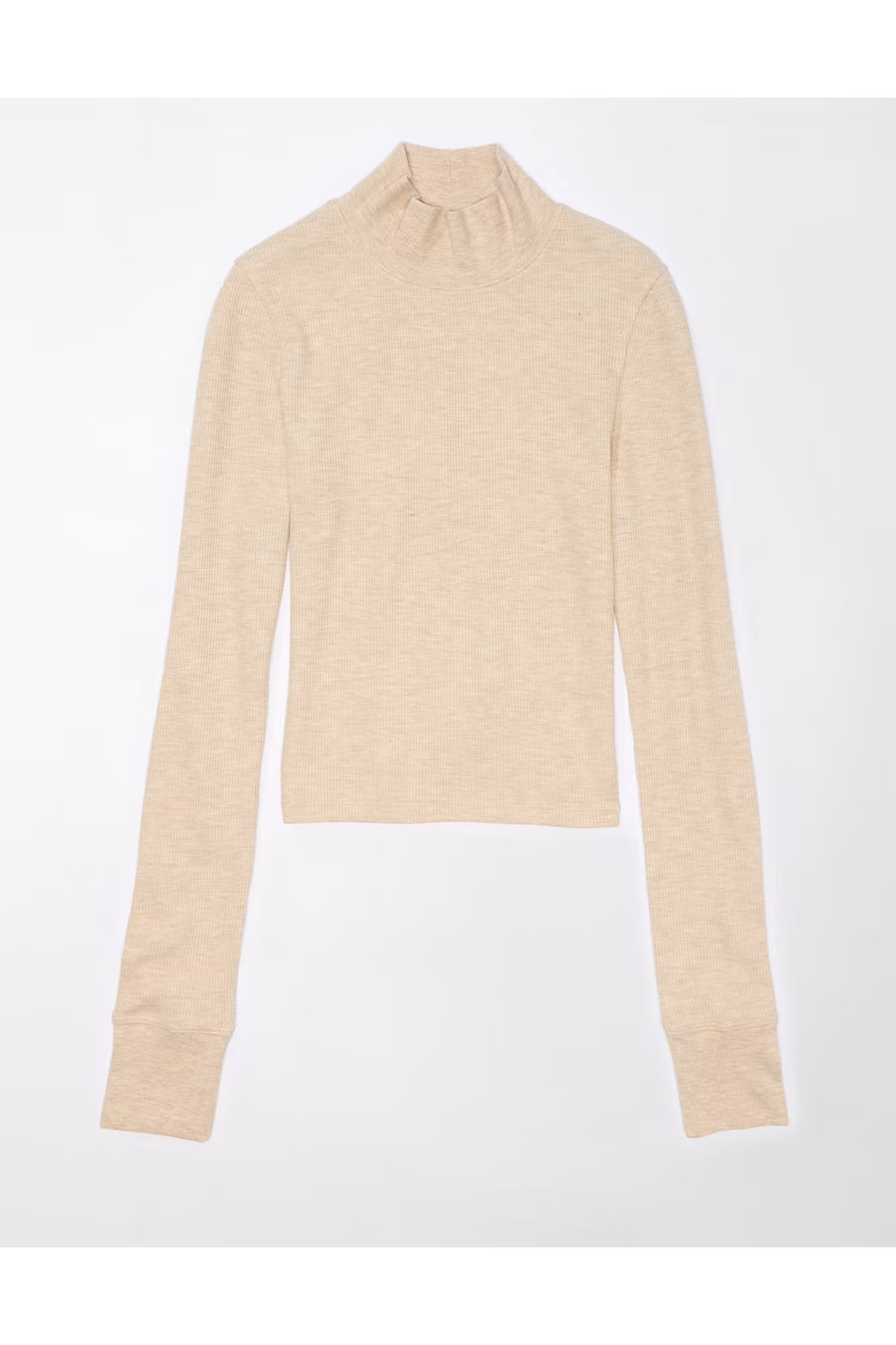 AE Long-Sleeve Cropped Hey Baby Mock Neck Tee | American Eagle Outfitters (US & CA)