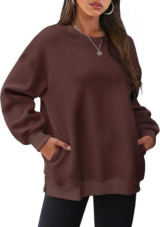 WIHOLL Womens Oversized Sweatshirts Crewneck Long Sleeve Tops Fleece Pullover Fall Fashion Clothe... | Amazon (US)