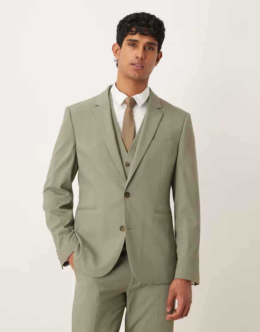 ASOS DESIGN slim suit jacket in sage-Green | ASOS (Global)