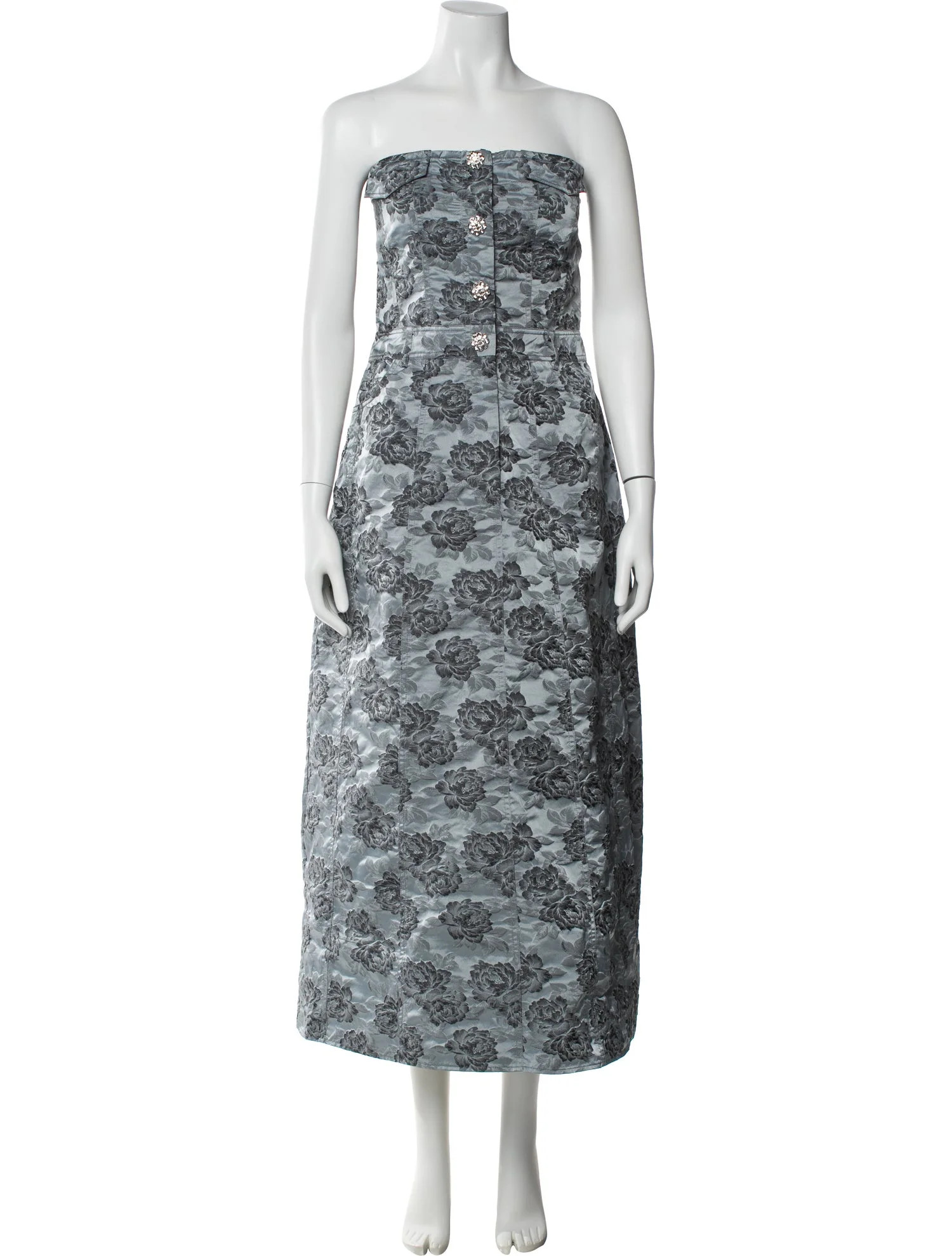 Ganni Floral Print Midi Length Dress - Blue Dresses, Clothing - WZG150249 | The RealReal | The RealReal