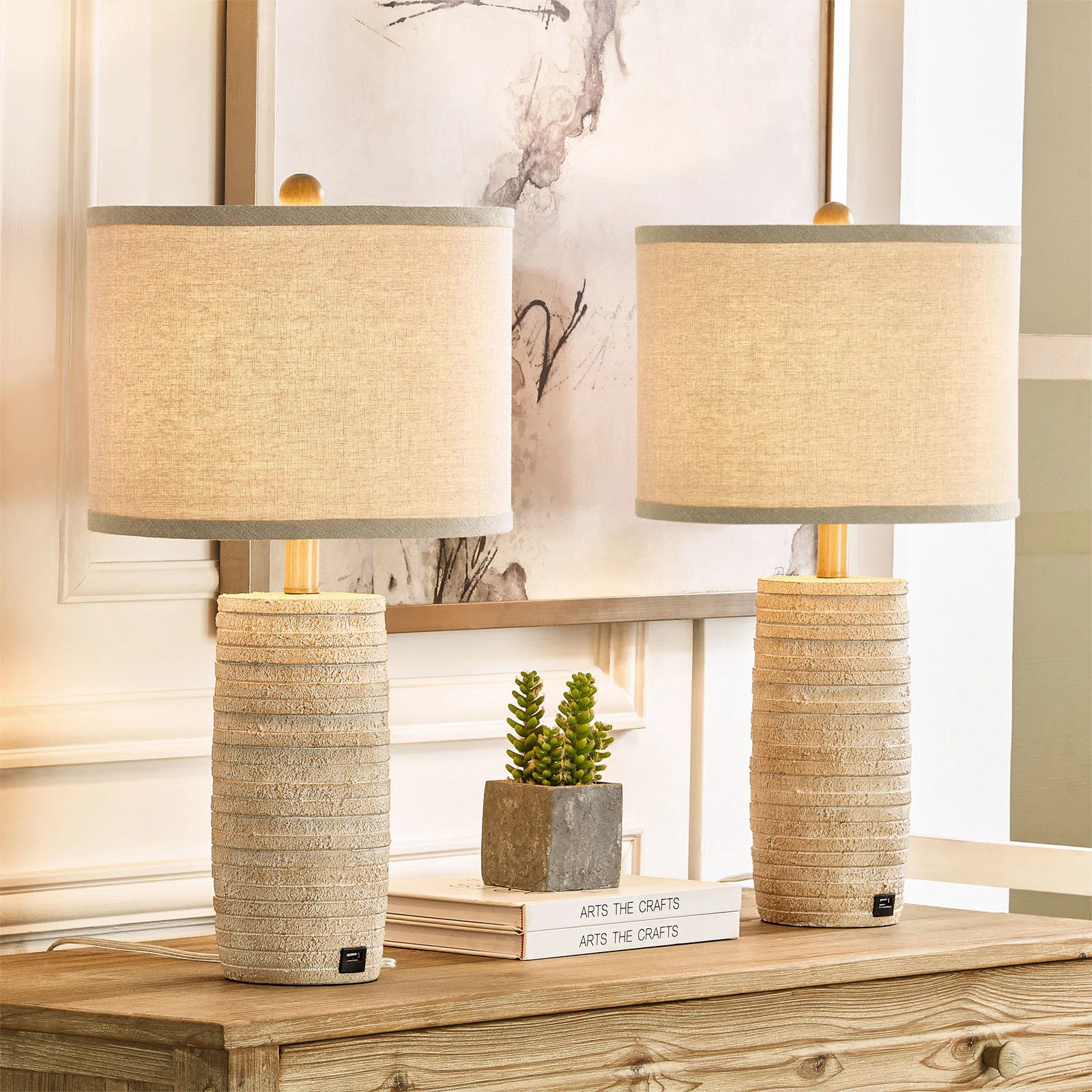 Middlebrooks Resin USB Table Lamp (Set of 2) | Wayfair North America