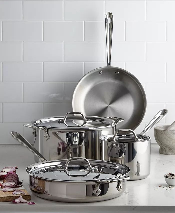 All-Clad Stainless Steel Cookware Set, Created for Macy's, 7 Piece & Reviews - Cookware - Kitchen... | Macys (US)