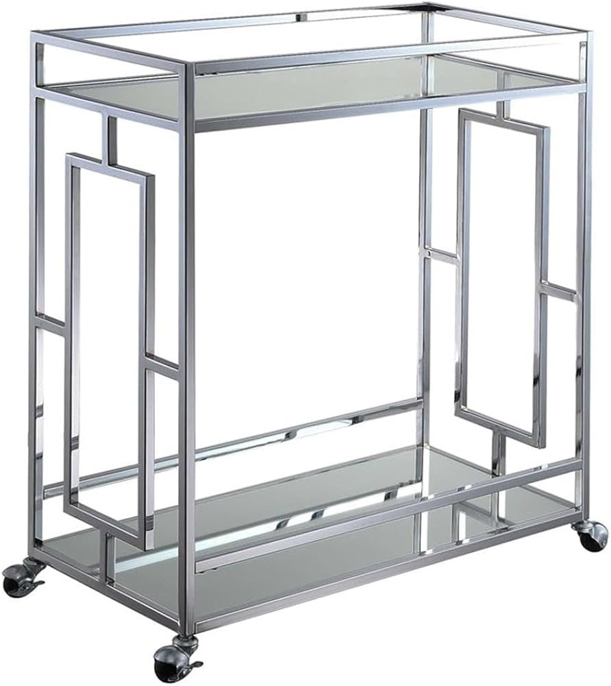 Convenience Concepts Town Square Chrome 2-Tier Bar Cart 29.25" - Contemporary Modern Dining Cart,... | Amazon (US)