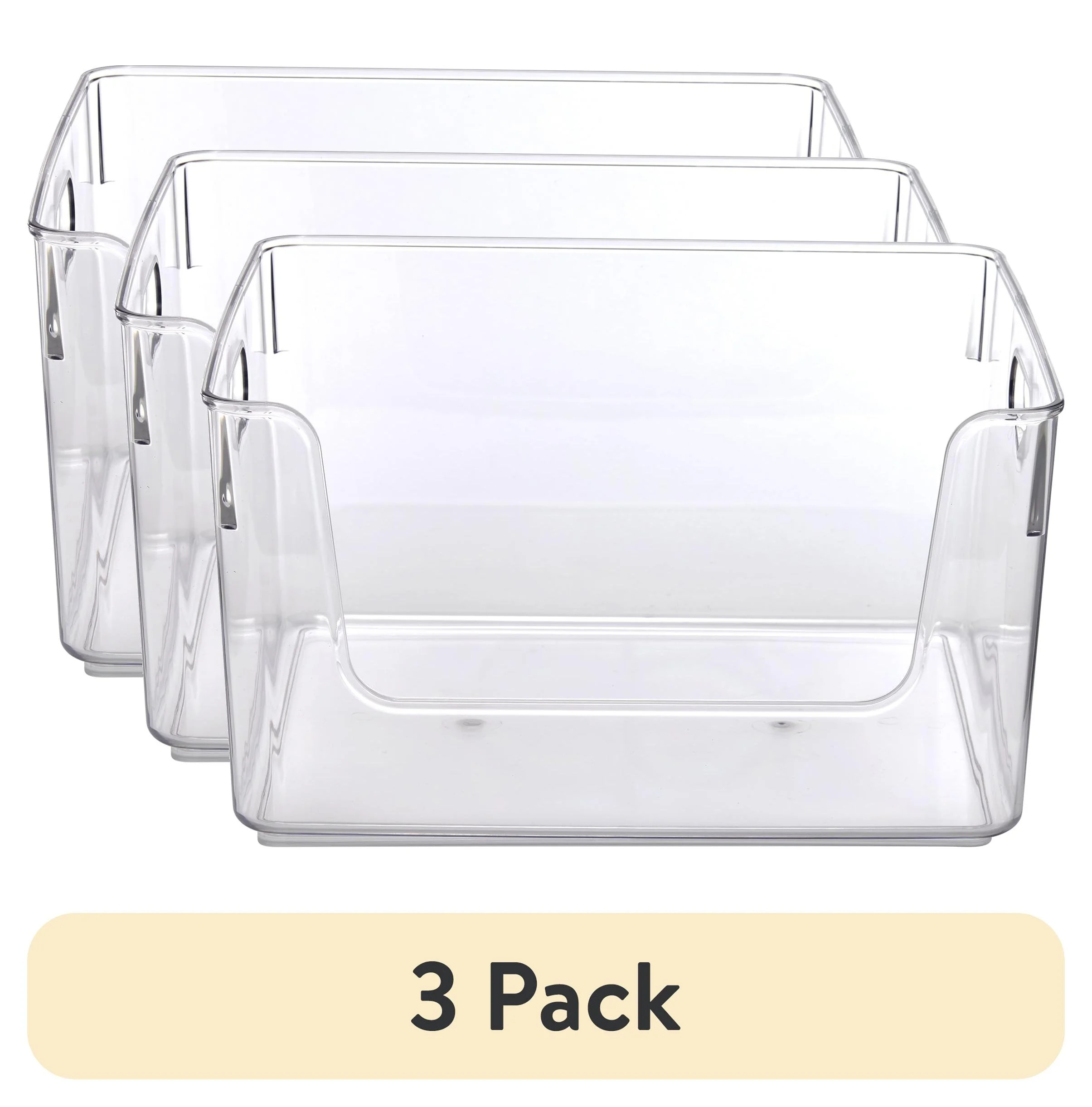 (3 pack) Mainstays Clear Glossy Plastic Open Front Organizer Bin , Single Size Organizer Bin, Adu... | Walmart (US)
