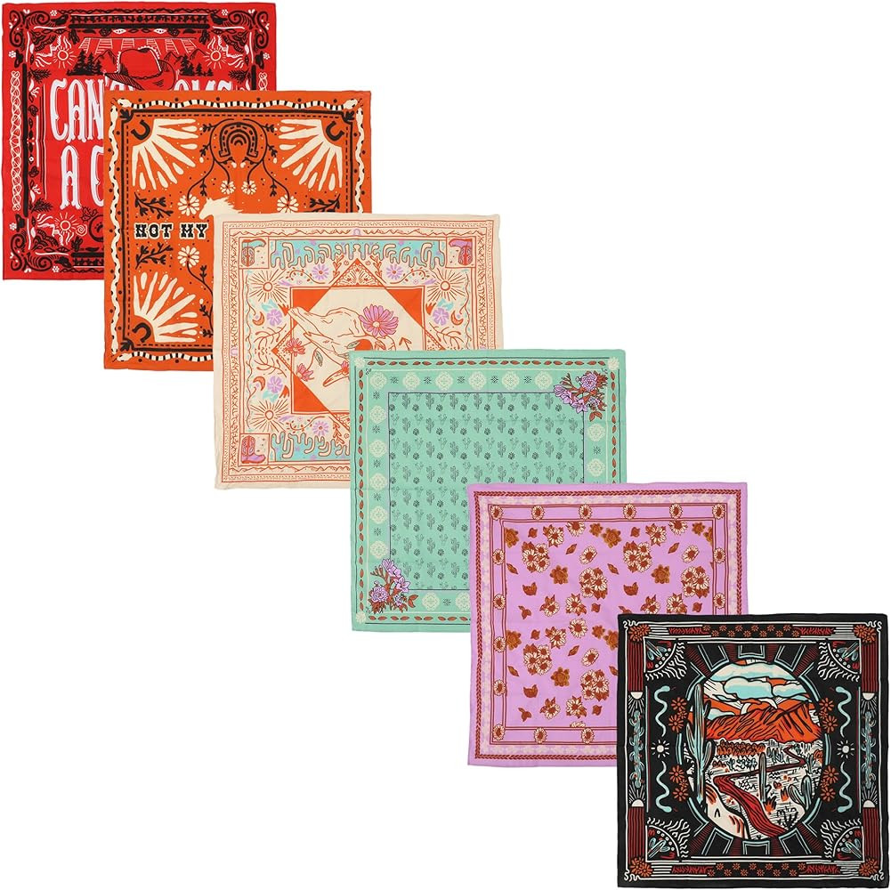Bioworld Lightweight Multicolored 22"x22" (6-Pack, 12-Pack and 48-Pack) Bandana Set | Amazon (US)