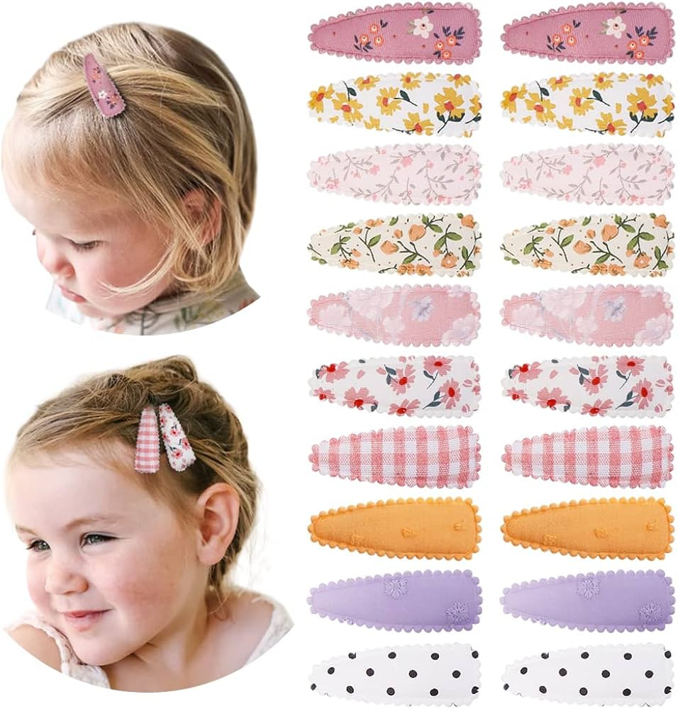 20 Pcs Girl Hair Clips Floral Print Toddler Hair Clips Non Slip Wrapped Snap Hairpins for Kids Ba... | Amazon (US)