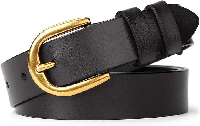 WHIPPY Women Leather Belt for Jeans Pants Dresses Black Ladies Waist Belt with Pin Buckle | Amazon (US)