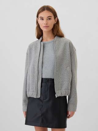 Relaxed Cropped Bomber Jacket | Gap Factory
