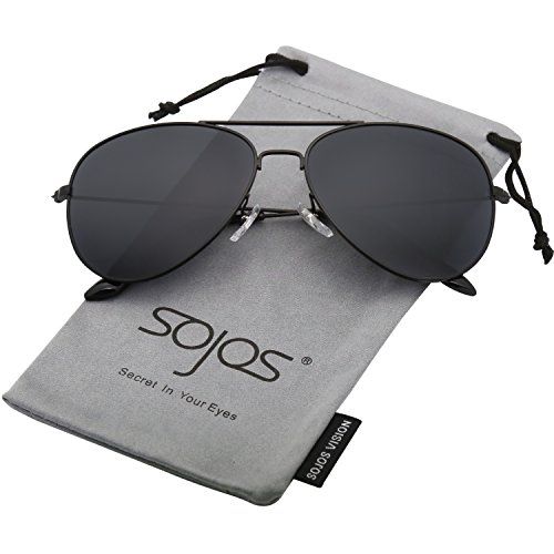 SojoS Classic Aviator Polarized Sunglasses Mirrored UV400 Lens SJ1054 With Black Frame/Grey Lens | Amazon (US)