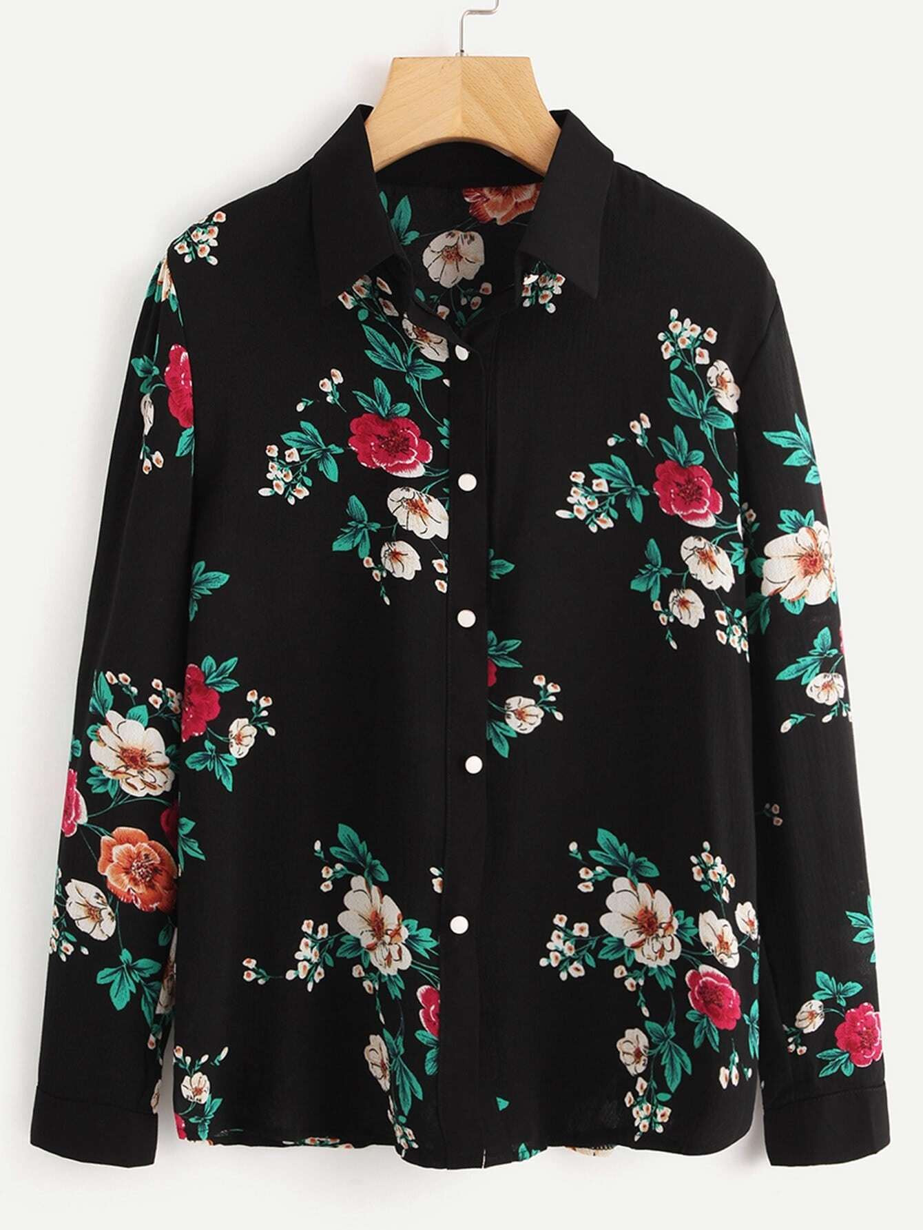 Floral Print Single Breasted Blouse | SHEIN
