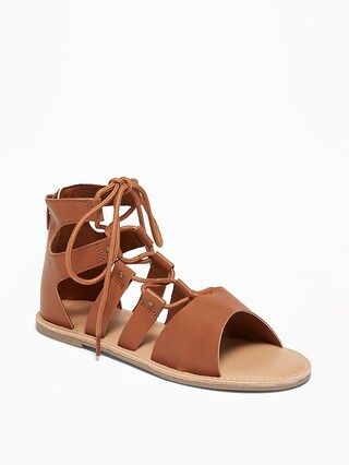 Faux-Leather Lace-Up Gladiator Sandals for Girls | Old Navy US