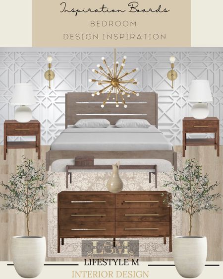 Modern transitional master bed room design. Recreate the look at home with these furniture and decor pieces. Wood dresser, wood night stand, bed room rug, table

#LTKhome #LTKstyletip #LTKFind