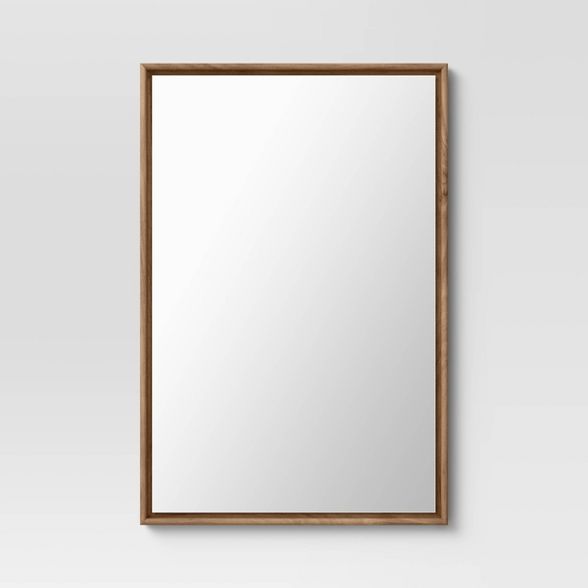 24" x 36" Narrow Border Floating Walnut Recycled Wall Mirror - Project 62™ | Target