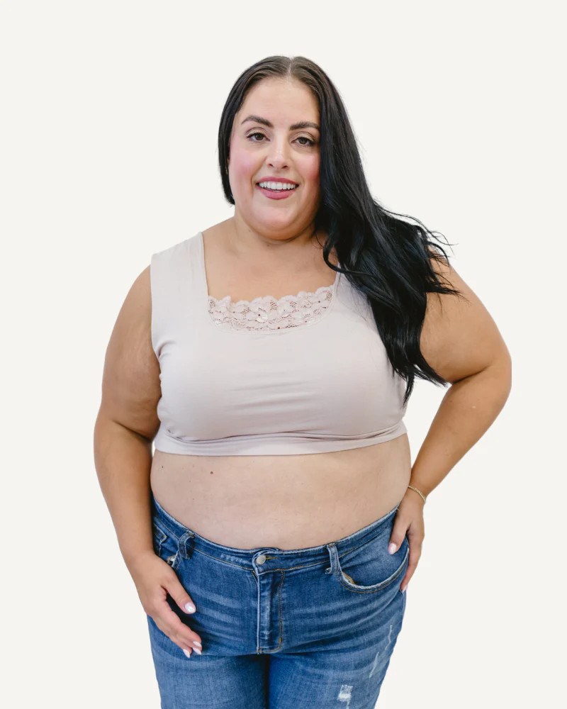Peekaboo Tank Halftee ( lace detail inset ) | Half Tee