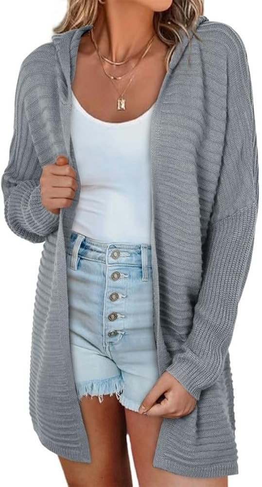 SHEWIN Women's Casual Long Sleeve Open Front Lightweight Cable Knit Hooded Cardigan Sweater Loose... | Amazon (US)