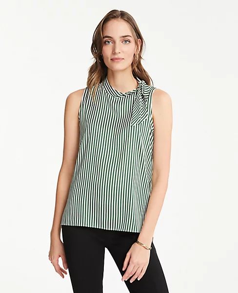 Petite Stripe Tie Neck Shell | Ann Taylor | Ann Taylor (US)