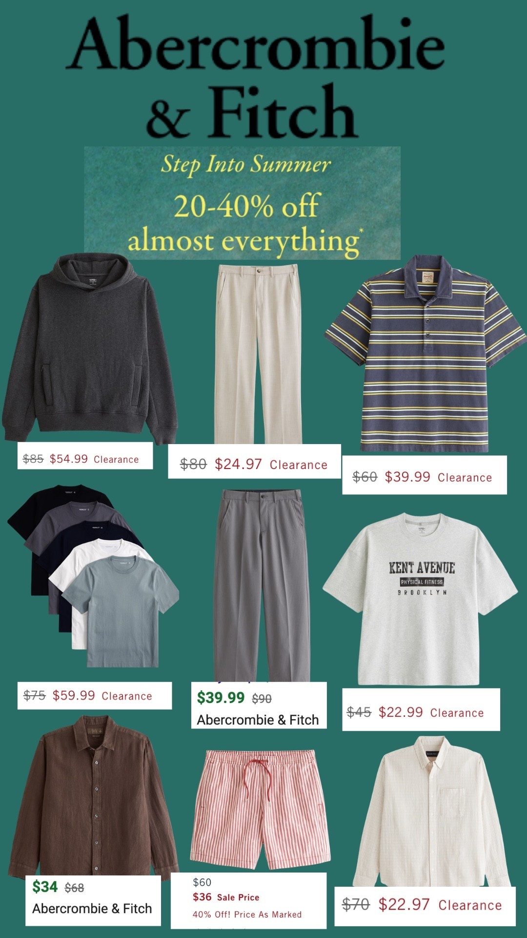 Step into summer without overpaying ☀️ Abercrombie’s sale is stacked right now with relaxed trousers, linen button-ups, elevated basics, and easy summer pieces that actually look expensive. Linked all my favorites before sizes disappear. #LTKMens #Abercrombie #MensFashion #SummerStyle #Menswear #LTKSaleAlert #SummerOutfits #OldMoneyStyle #MensStyle #AbercrombieStyle #LTKUnder100 #SummerWardrobe #FashionFinds #NeutralStyle #MensEssentials

#LTKdayinmylife #LTKgrwm #LTKootd