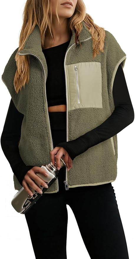 Dokotoo Womens Fleece Jacket Vest Sleeveless Fuzzy Sherpa Jackets Zip Up Oversized Casual Coats F... | Amazon (US)