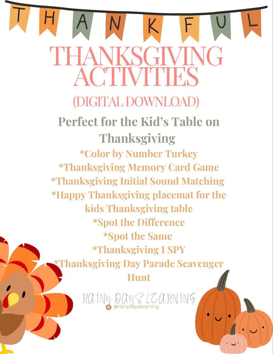 Thanksgiving Kids Activities/ Kids Table Thanksgiving Activities - Etsy | Etsy (US)