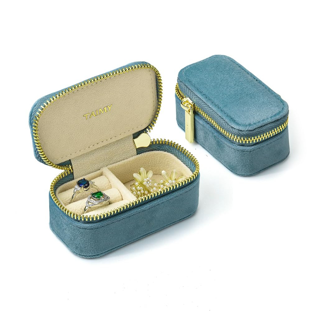 TAIMY Small Travel Jewelry Case, Mini Tiny Plush Velvet Jewelry Box for Women and Girls, Pocket S... | Amazon (US)