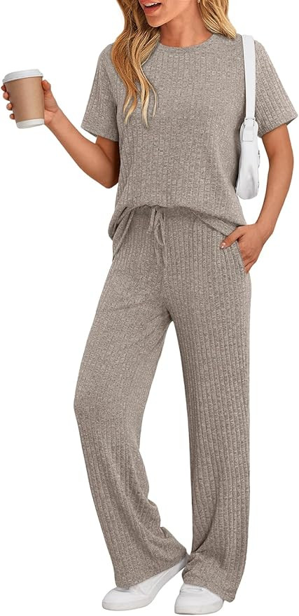 LILLUSORY 2 Piece Lounge Sets for Women Summer Vacation Outfits Matching Casual Wide Leg Pants Se... | Amazon (US)