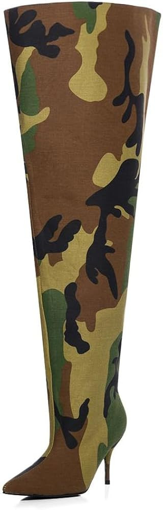 keleimusi Womens Slouchy Wide Calf Thigh High Boots Over the Knee Fabric Texitile Stiletto Boot | Amazon (US)