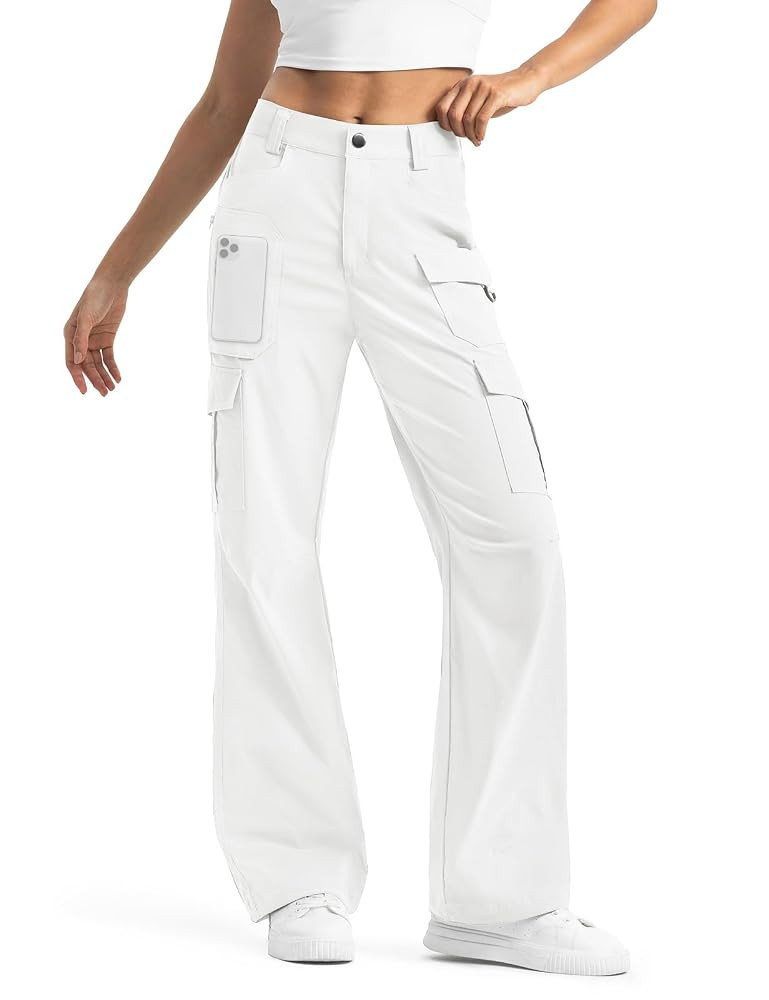Moosehill Women's-Cargo-Hiking-Pants-High-Waisted Wide Leg Water Resistance Lightweight Stretch f... | Amazon (US)