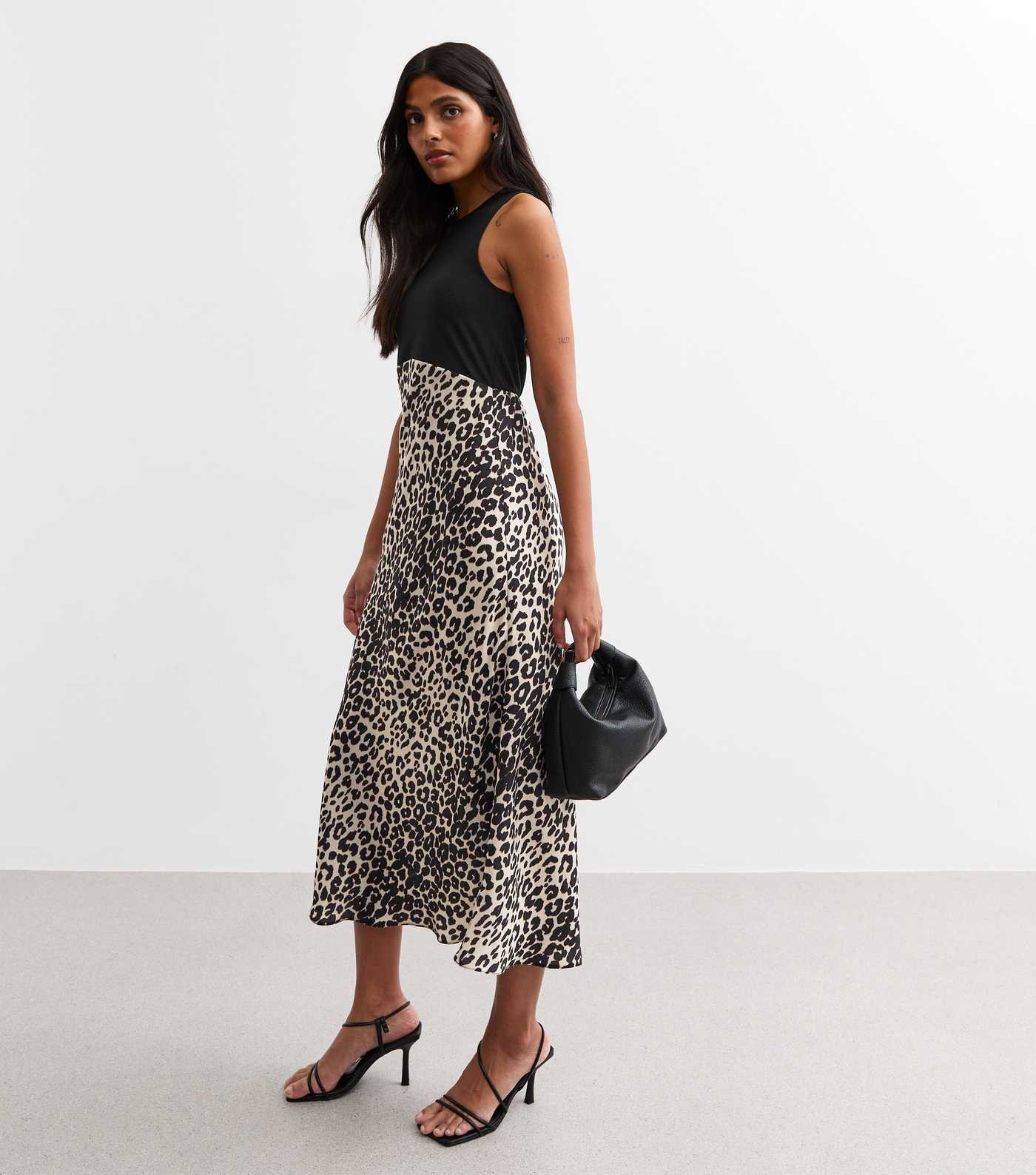 Black Animal Print Satin Skirt Midi Dress
						
						Add to Saved Items
						Remove from Saved... | New Look (UK)