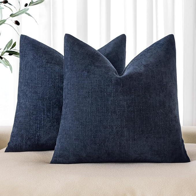 MIULEE Pack of 2 Decorative Throw Pillow Covers Soft Chenille Throw Pillows Solid Textured Cushio... | Amazon (US)