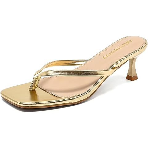Women's Kitten Heels Thong Sandals Open Square Toe Flip Flop Low Heels 2.5 Inch Slip On Sexy Wome... | Amazon (US)