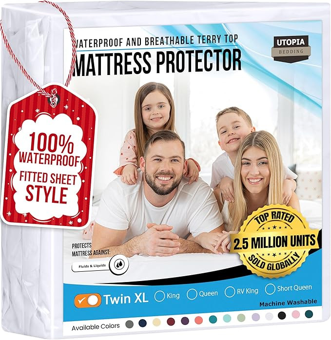 Utopia Bedding – Protector premium de colchón impermeable – Funda de colchón ajustable tran... | Amazon (US)