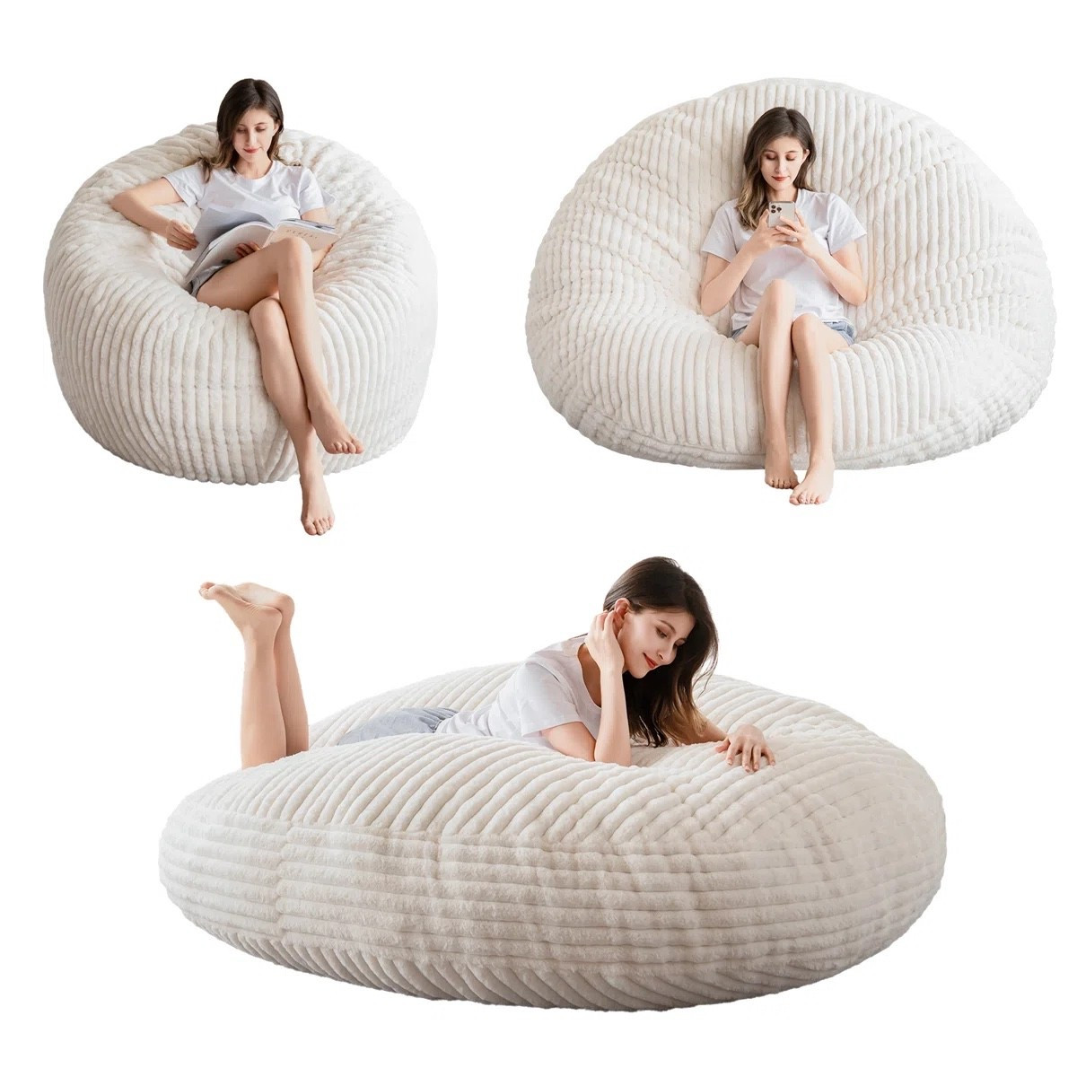 This 3-in-1 convertible bean bag chair from Wayfair is the ultimate cozy essential for any space. It easily transforms from a comfy chair to a lounger or full floor cushion, perfect for reading, scrolling, or relaxing. The soft ribbed fabric adds texture while keeping things neutral and stylish. ✨ A must-have for bedrooms, dorms, or living rooms. 