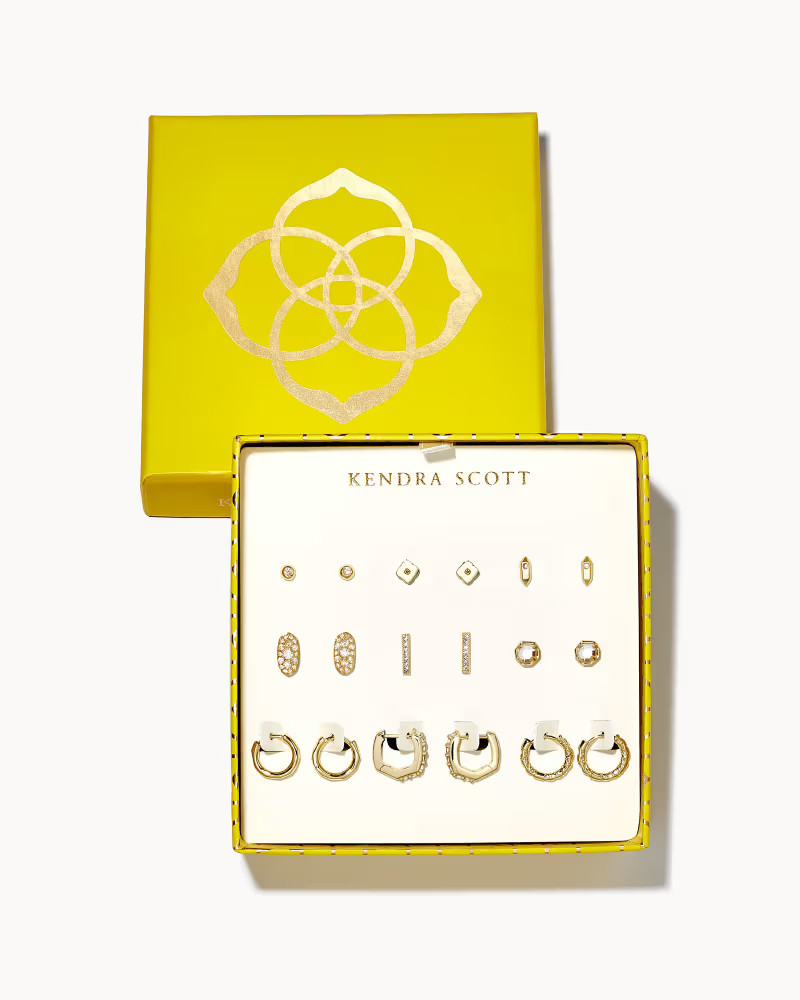 Earring Set of 9 Gold Gift Set in White Crystal | Kendra Scott | Kendra Scott