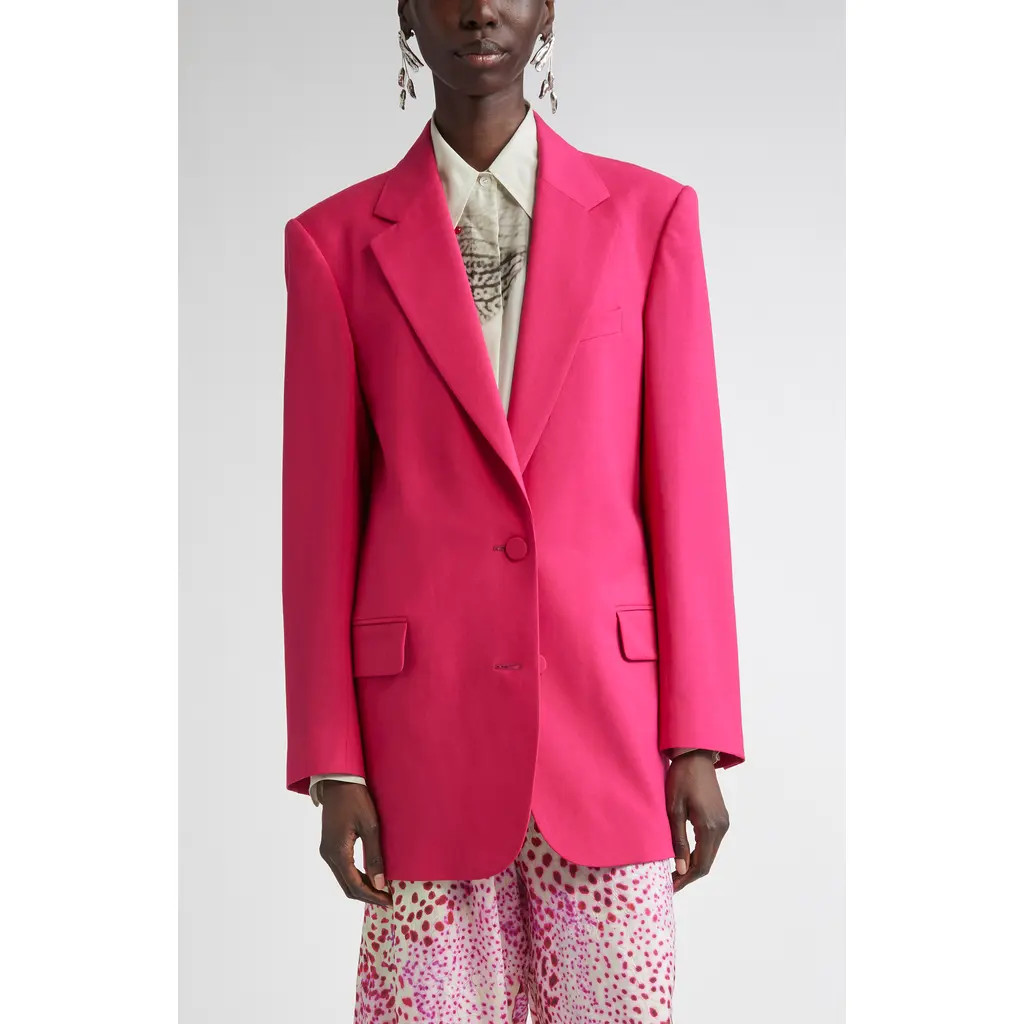 Dries Van Noten Basti Single Breasted Wool & Mohair Blazer in Fuchsia at Nordstrom, Size X-Small | Nordstrom