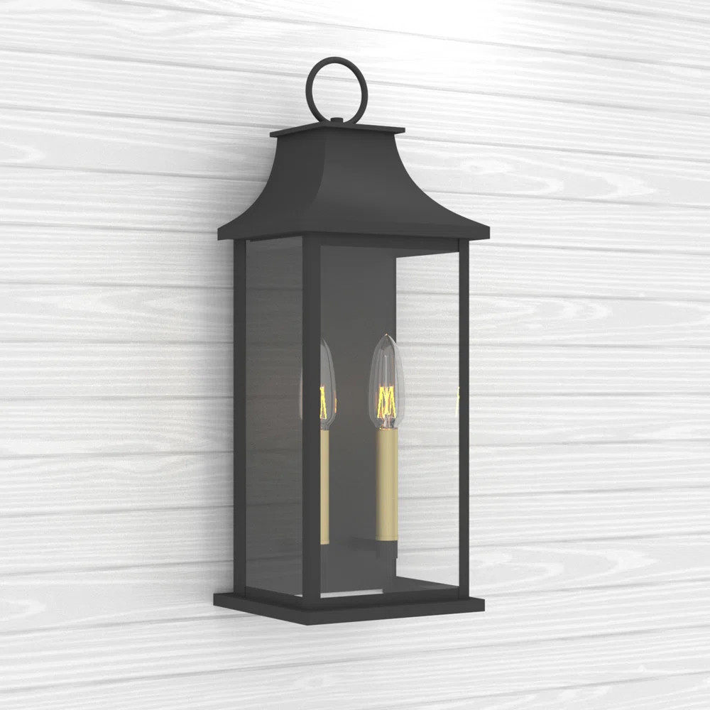 Lark Manor Alletta Dimmable Black Metal Cage Glass Wall Light | Wayfair | Wayfair North America