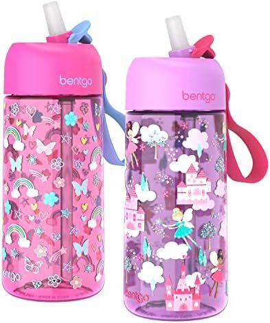 Bentgo® Kids Prints Water Bottle 2-Pack - 15 oz. Leak-Proof, BPA-Free Cups for Toddlers & Childr... | Amazon (US)