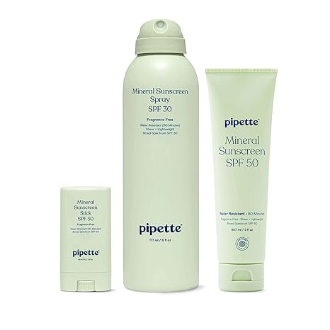 Pipette Baby Clean Mineral Sunscreen Trio, Includes Spray SPF 30 (6 Oz), Stick SPF 50 6 oz (0/6 o... | Amazon (US)