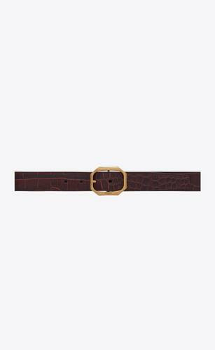 Belt featuring adjustable metal belt with beveled corners engraved with the Saint Laurent Paris s... | Saint Laurent Inc. (Global)