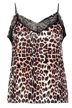 Tall Leopard Print Satin Cami | Boohoo.com (US & CA)