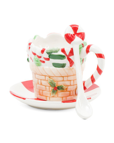 3pc Peppermint Candy Cup And Saucer Set | Marshalls