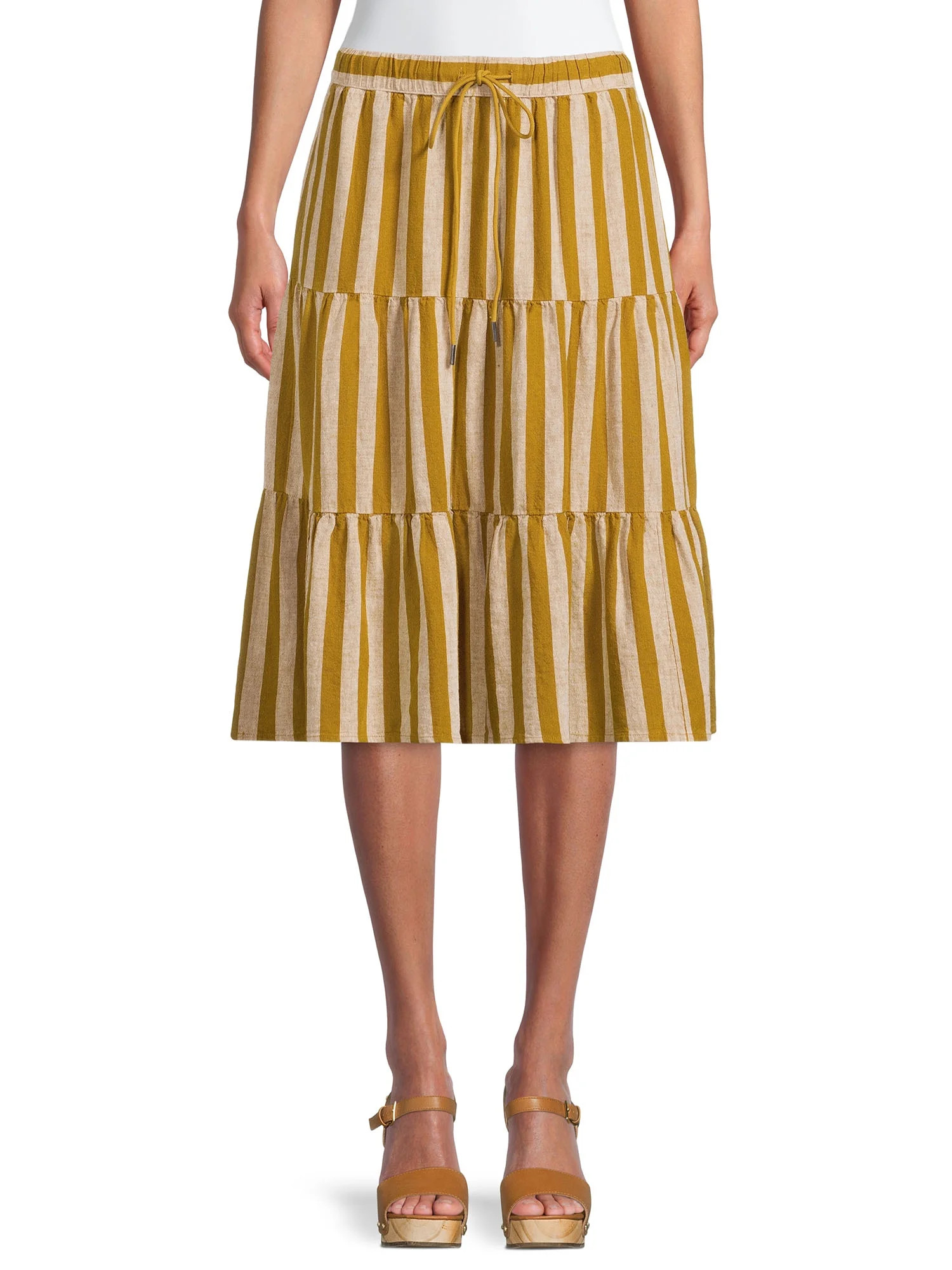 The Get Women's Pull-on Tiered Midi Skirt - Walmart.com | Walmart (US)