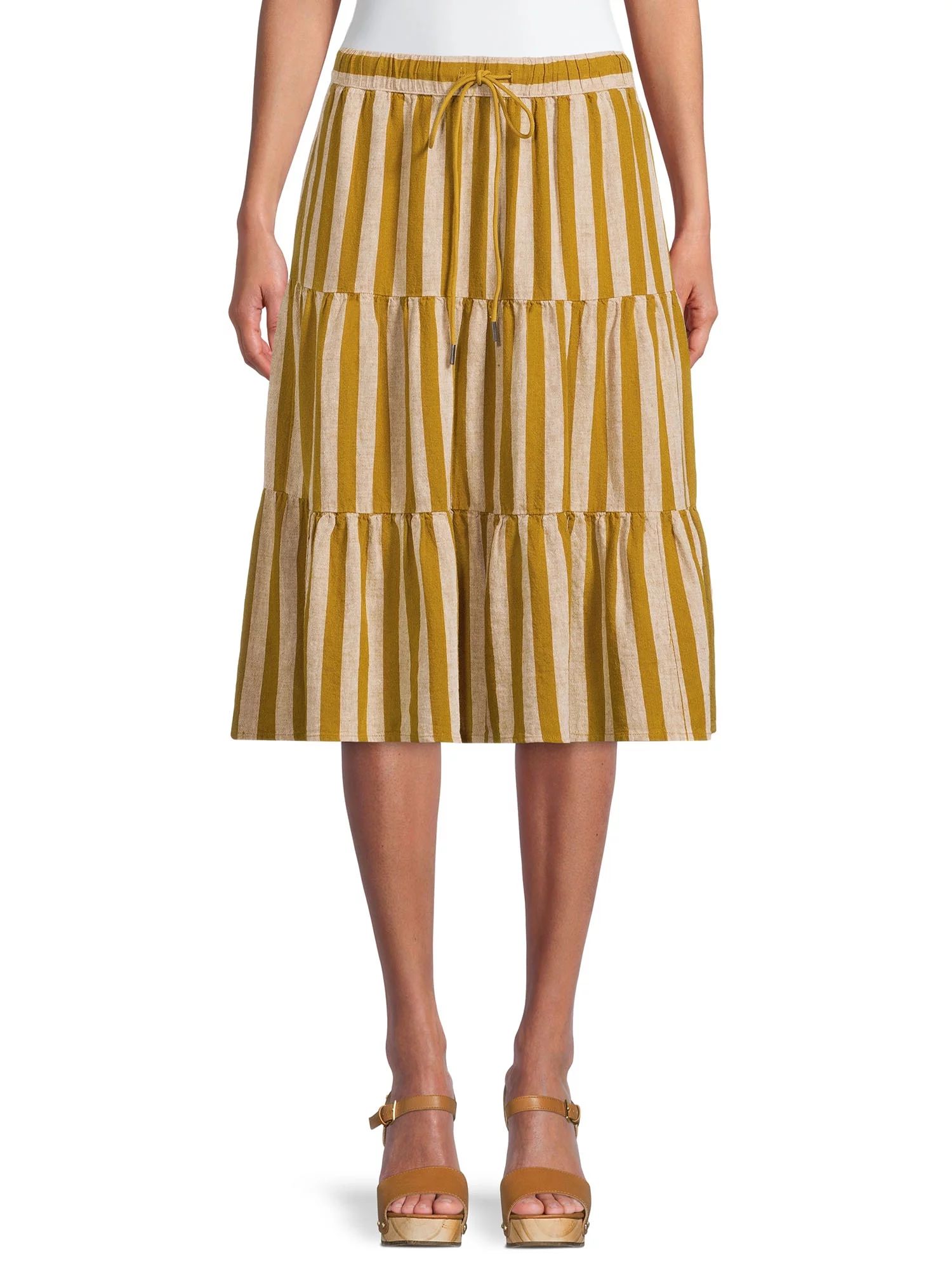 The Get Women's Pull-on Tiered Midi Skirt | Walmart (US)