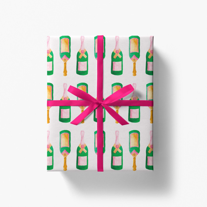 Champagne Bottle Gift Wrap (Set Of 3 Sheets) | Minted