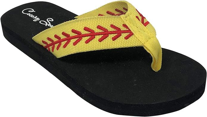 Cocomo Soul Softball Flip Flops | Embroidered Softball Flip Flops | Softball Slippers | Softball ... | Amazon (US)