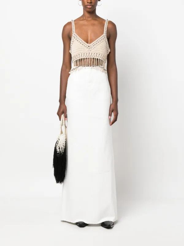 Rabanne bead-embellished Cropped Top | Neutrals | FARFETCH UK | Farfetch Global