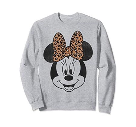 Disney Minnie Mouse Leapord Print Bow Portrait Sweatshirt | Amazon (US)